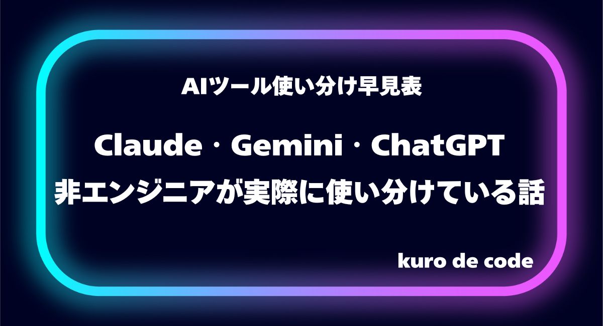 AIツール使い分け早見表|Claude・Gemini・ChatGPTを非エンジニアが実際に使い分けている話